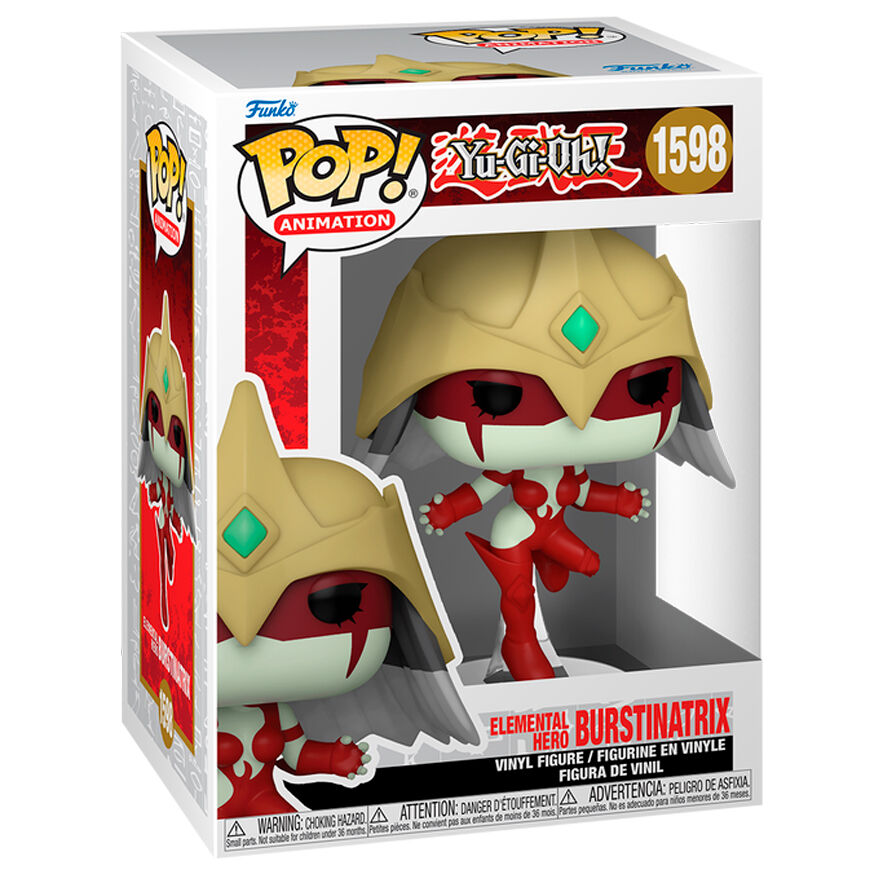 Figura de vinilo Funko Pop de Elemental Hero Burstinatrix en su caja original.