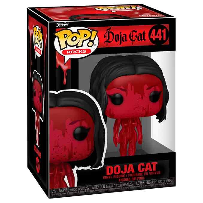 Figura de vinilo Funko Pop Rocks Doja Cat 441 en una caja roja y negra.