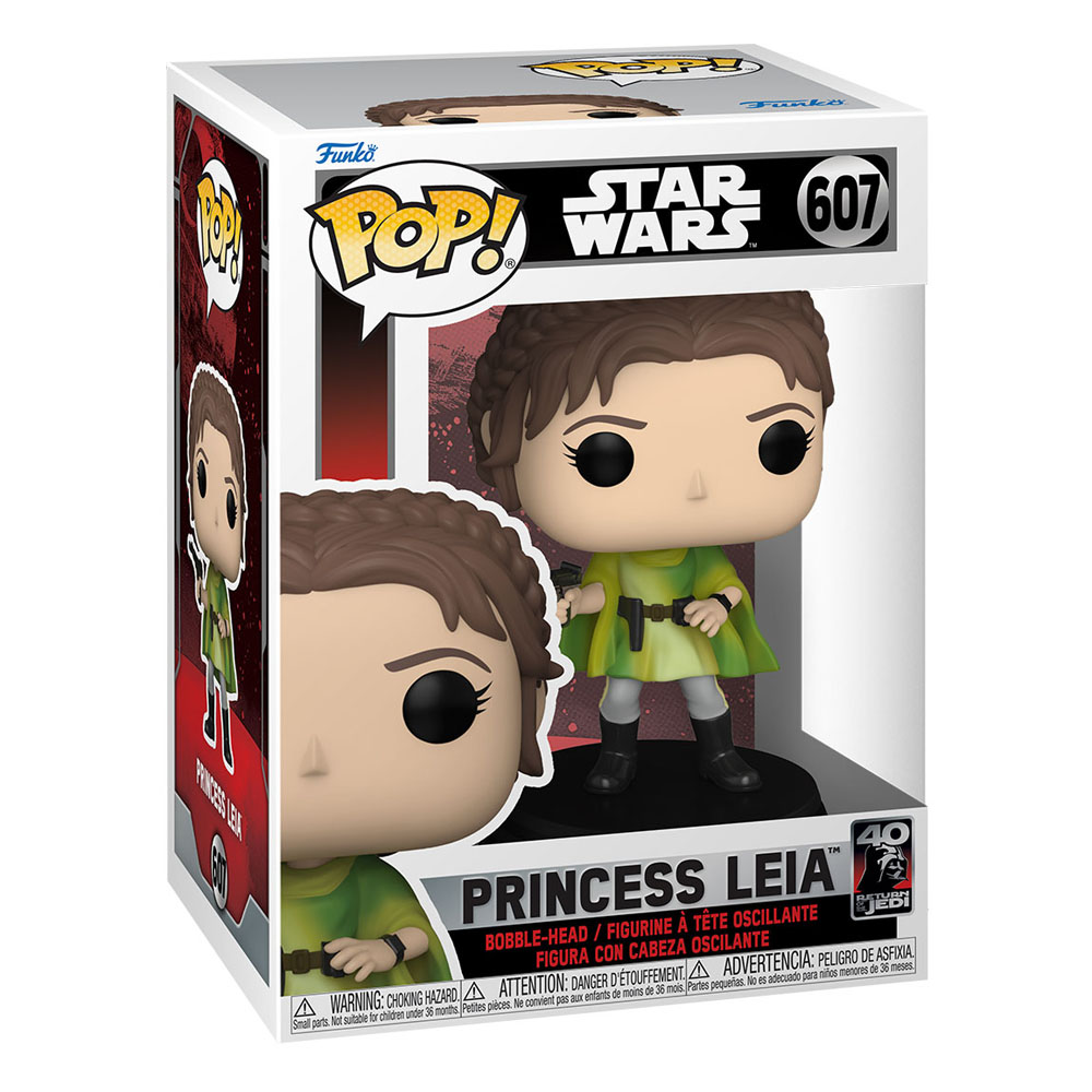 Star Wars Prinzessin Leia Funko Pop Figur in ihrer Box.