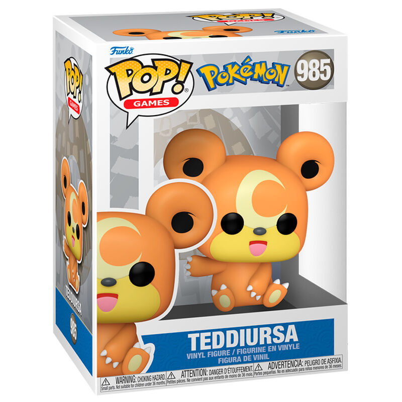 Pop! Games Pokémon Teddiursa Vinylfigur Nummer 985 in ihrer Originalverpackung.