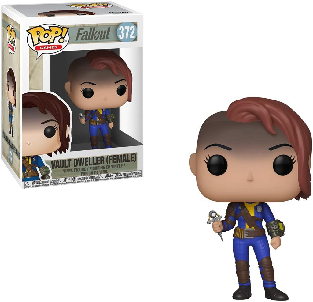 Winylowa figurka Vault Dweller z gry Fallout z pudełkiem.