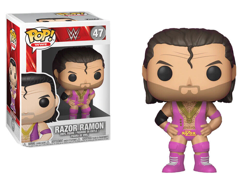 Razor Ramon Funko Pop Vinyl-Figur neben der Markenverpackung.