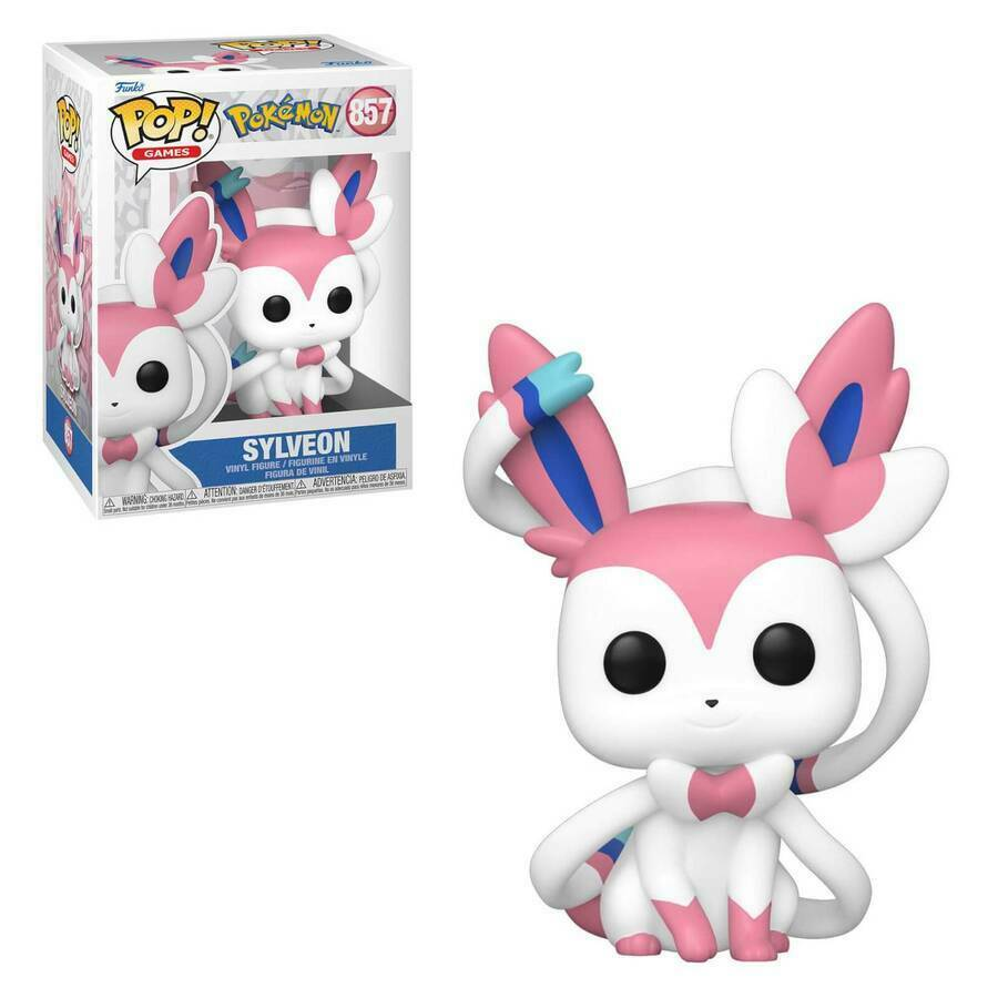 Eine Sylveon Funko Pop Vinyl-Figur in ihrer Originalverpackung.