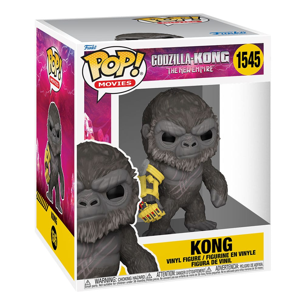 Figura de vinilo Funko Pop de Kong de Godzilla x Kong con guantelete amarillo en caja.