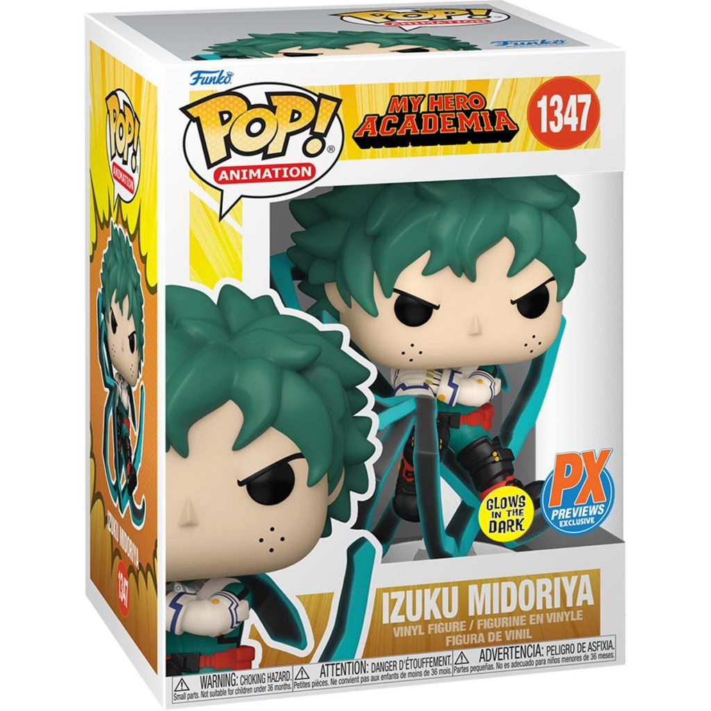 Funko Pop Figur von Izuku Midoriya aus My Hero Academia in einer Schachtel.