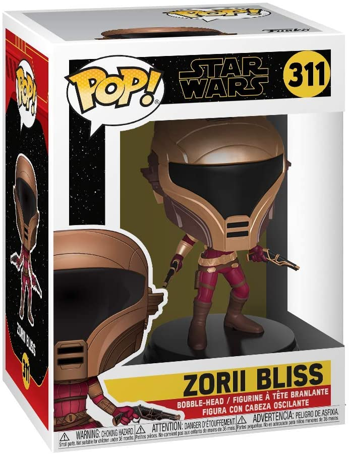 Action figure Funko Pop Star Wars numero 311 di Zorii Bliss nella sua scatola.