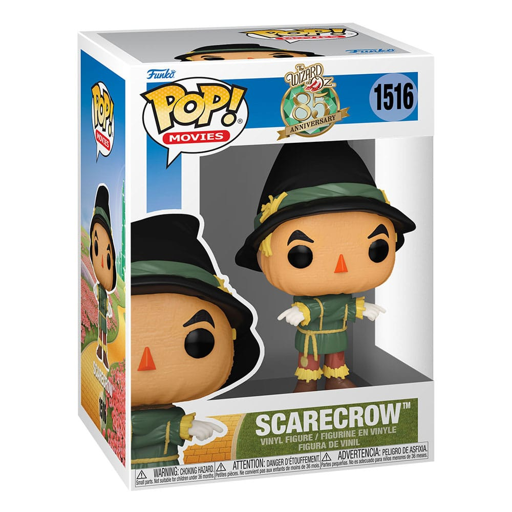 Figura de vinilo Funko Pop! del Espantapájaros en su caja por el 85 aniversario de El Mago de Oz.