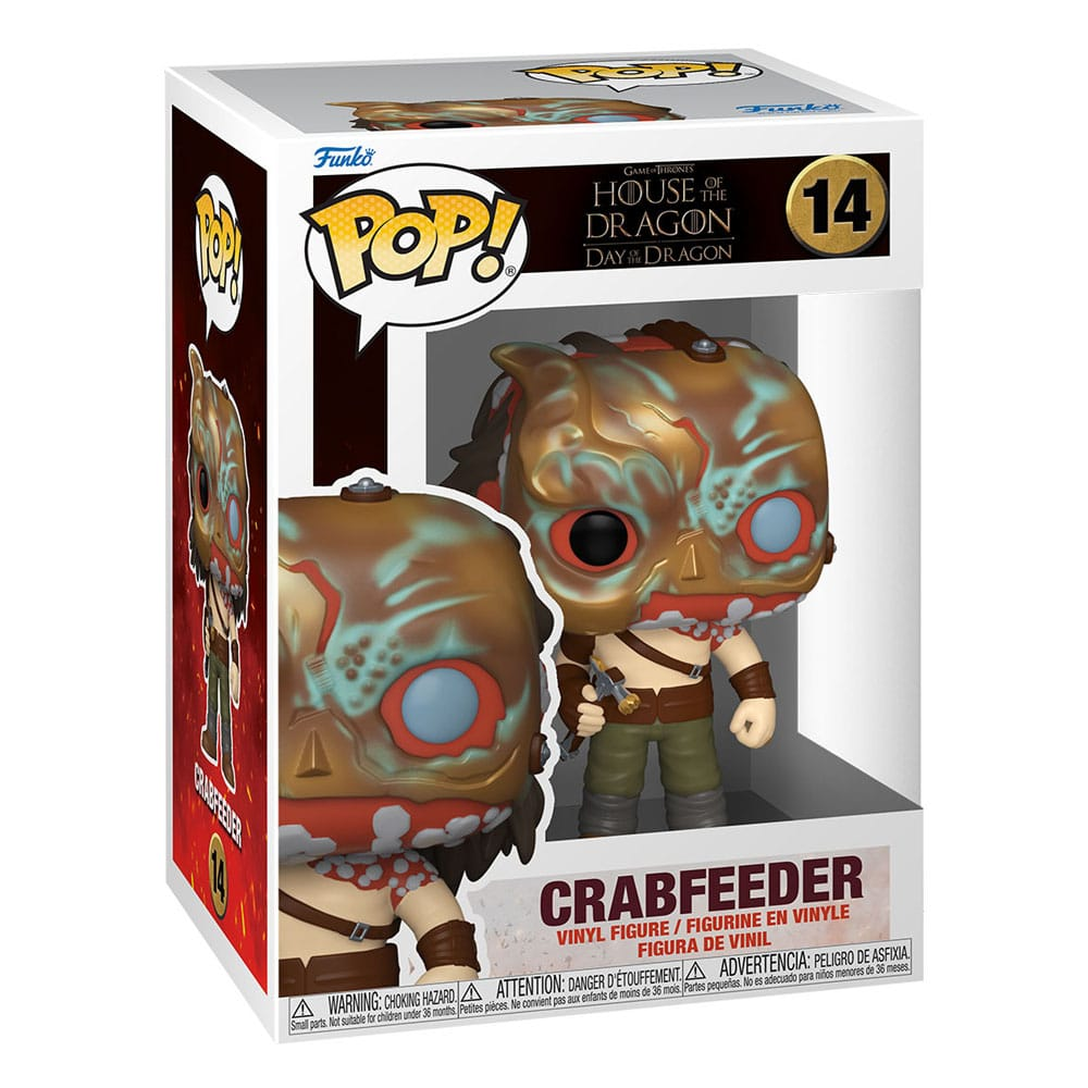 Eine Funko Pop Box mit der Crabfeeder Vinylfigur aus House of the Dragon, Nummer 14.