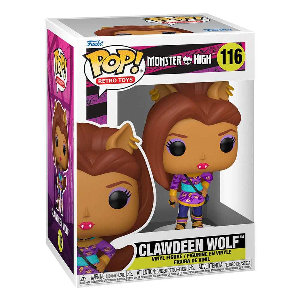 Funko Pop Monster High Retro Toys Clawdeen Wolf Vinylfigur in ungeöffneter Sammlerbox.