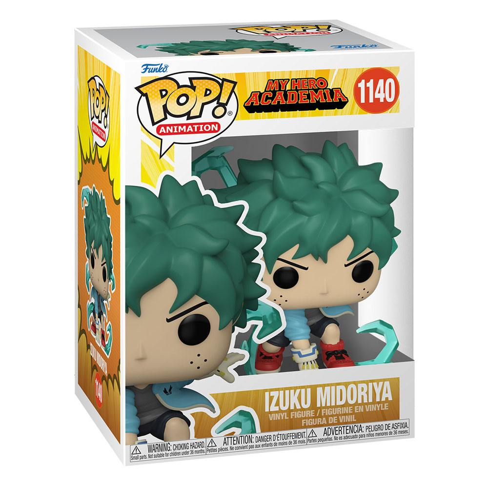 Figura de vinilo Funko Pop! de Izuku Midoriya de My Hero Academia en su caja.