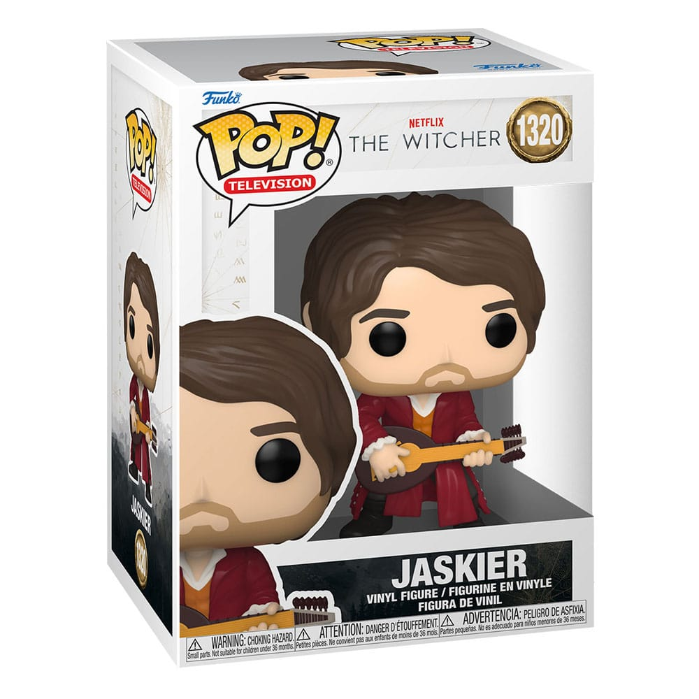 Funko Pop Jaskier Vinylfigur aus The Witcher in seiner Box.