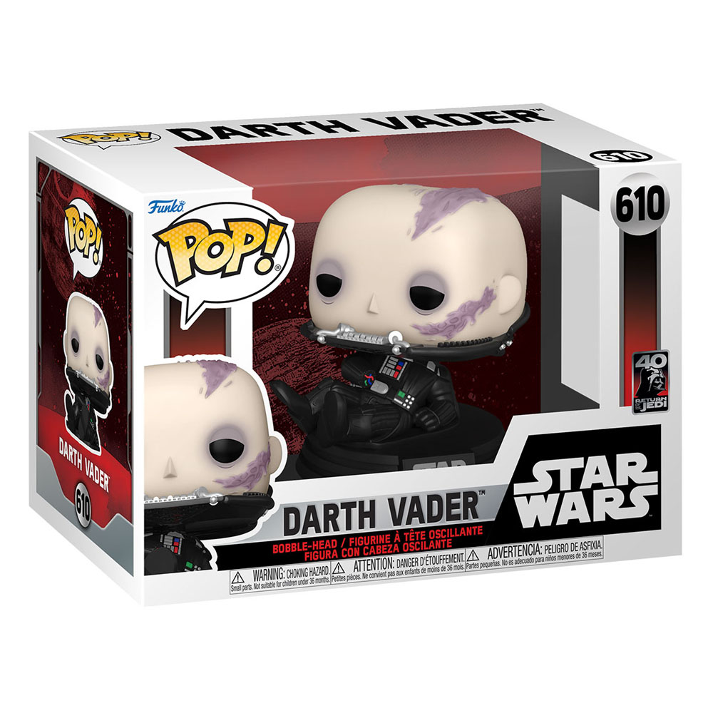 Star Wars Darth Vader Funko Pop Figur in ihrer rot-schwarzen Verpackung.