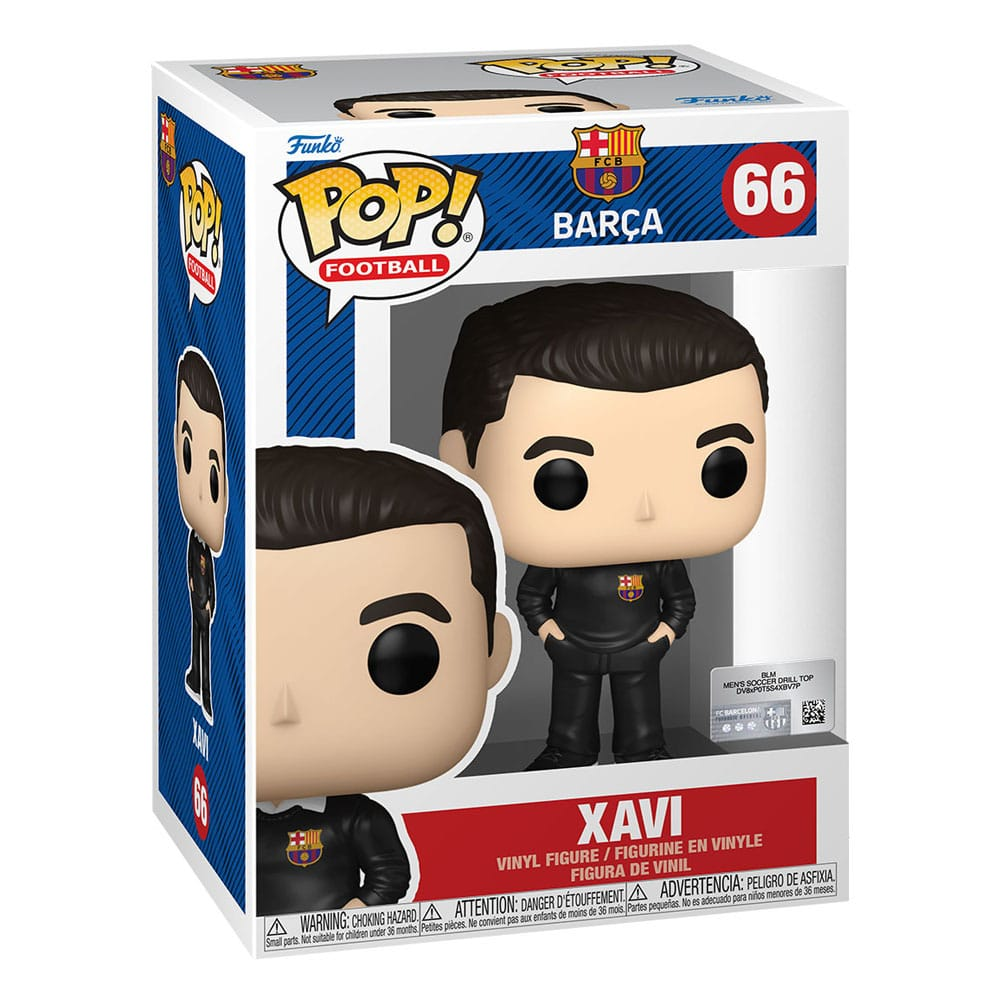 Funko Pop Xavi Vinylfigur im Barcelona-Trikot in originaler Verpackung.