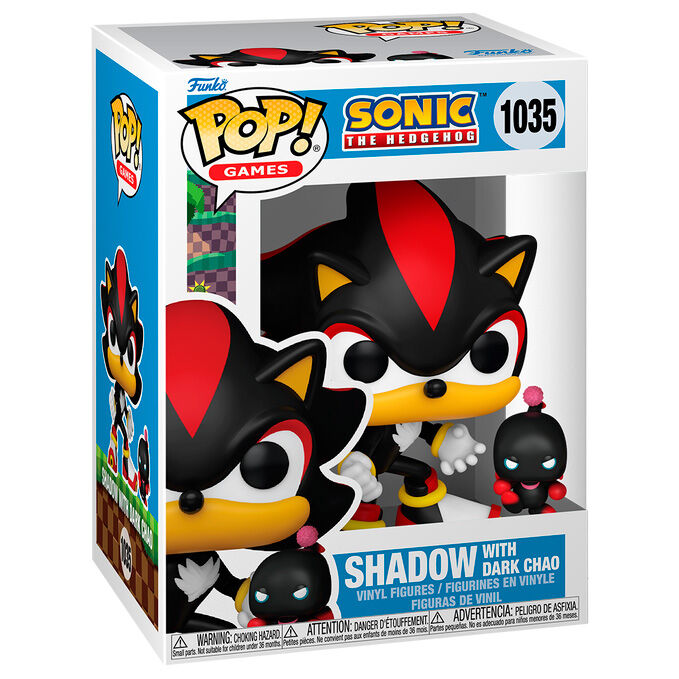 Figura Funko Pop de Shadow con Dark Chao de Sonic the Hedgehog en caja.