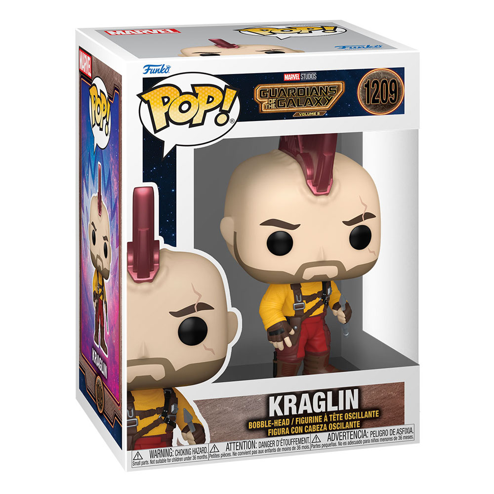 Guardians of the Galaxy Vol. 3 Kraglin Funko Pop Figur in ihrer Schachtel.