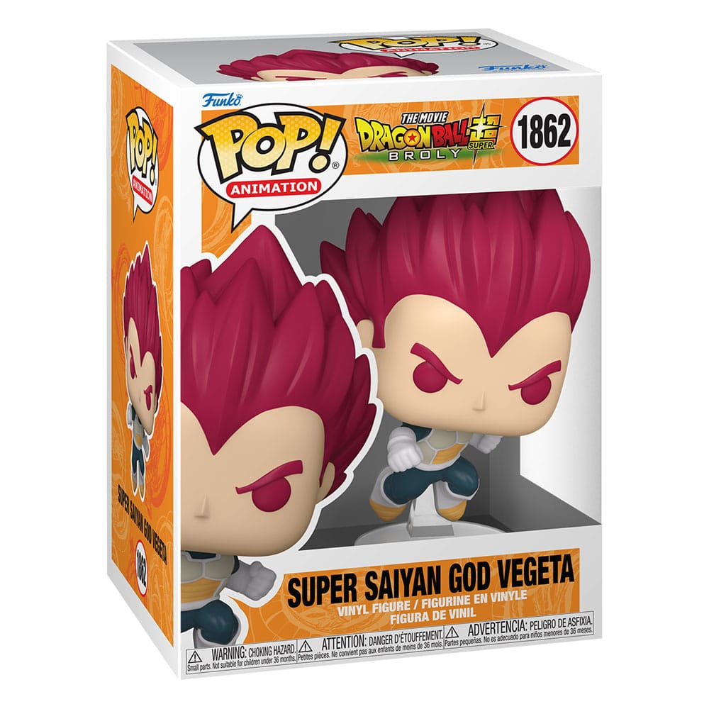 Figurine en vinyle Funko Pop Super Saiyan God Vegeta en boîte.