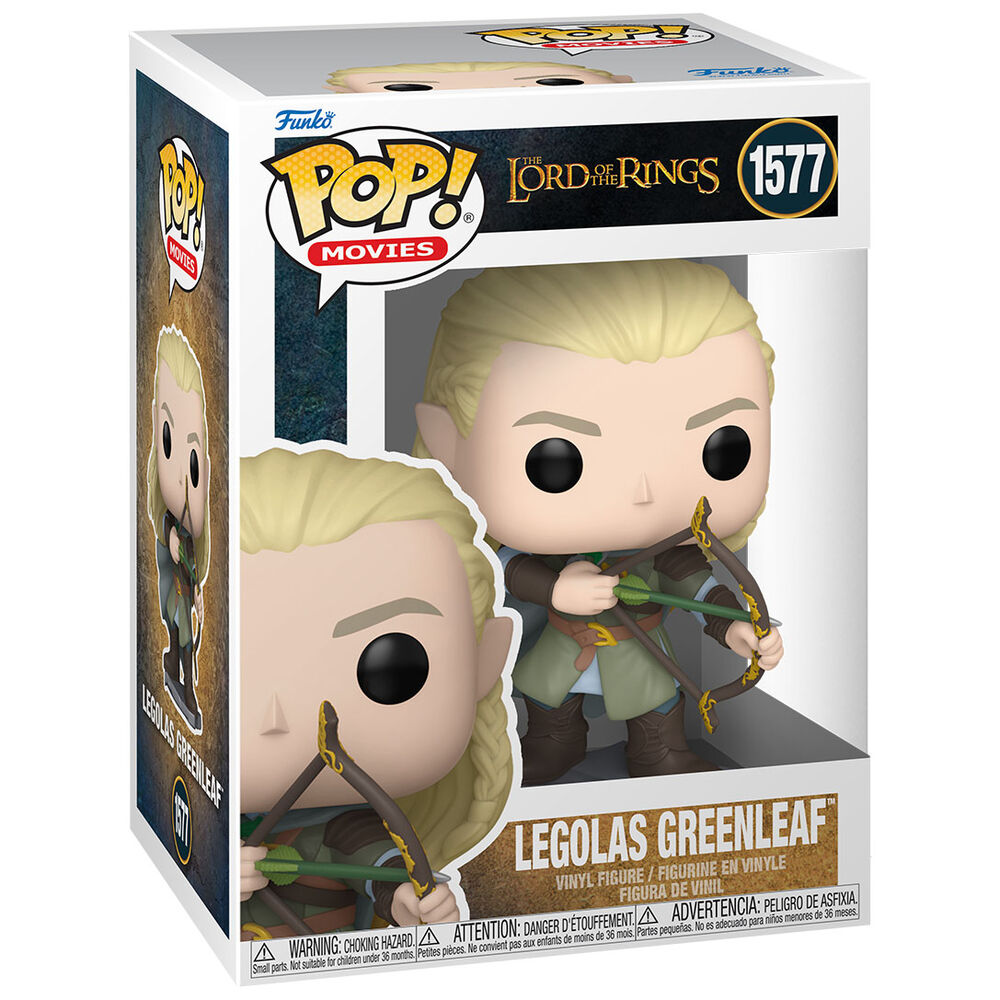 Figurine en vinyle Funko Pop de Legolas Greenleaf du Seigneur des Anneaux avec un arc dans sa boîte.