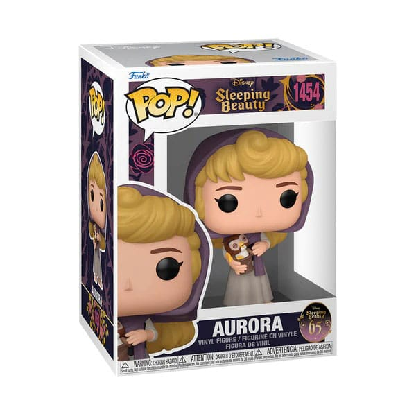 Caja Funko Pop con una figura de vinilo de Aurora de La Bella Durmiente sosteniendo un búho.
