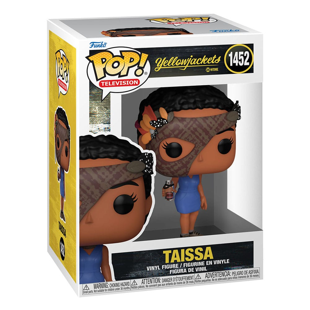Una figura in vinile Funko Pop Taissa da Yellowjackets nella sua scatola espositiva originale.
