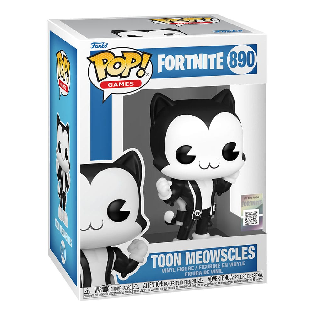 Funko Pop! Fortnite 890 Toon Meowscles Vinyl-Figur in einer blau-weißen Sammlerbox.