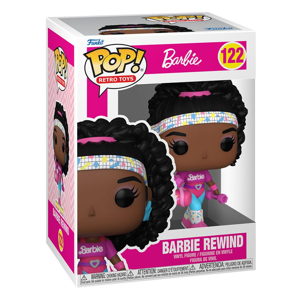 Funko Pop Barbie Rewind Vinyl-Figur in einer rosa-weißen Fensterbox mit der Nummer 122.