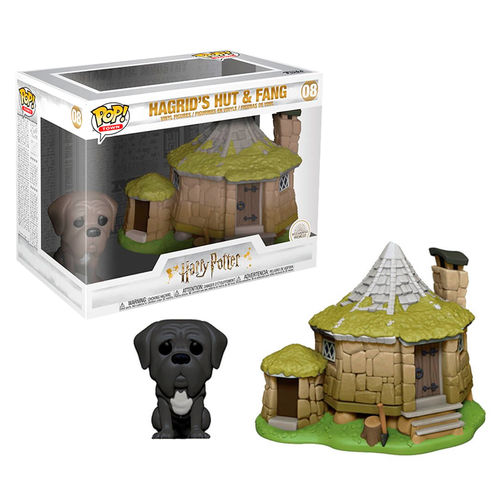 Harry Potter Pop Town Set mit Hagrids Hütte und Fang in der Box sowie ausgepackt.
