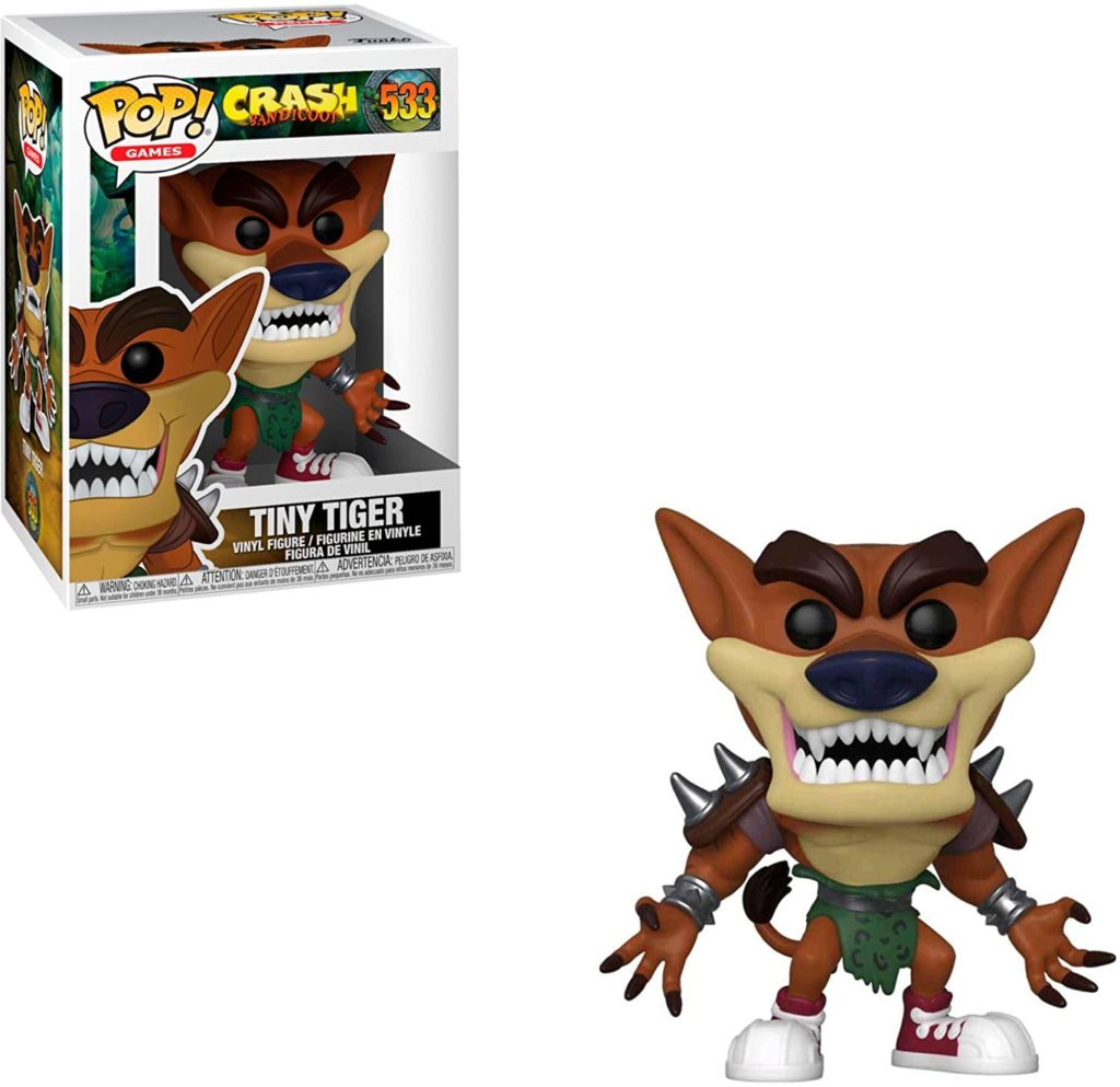 Tiny Tiger Funko Pop Figur mit Box, ein muskulöser Tiger mit Spikes und Sneakers.