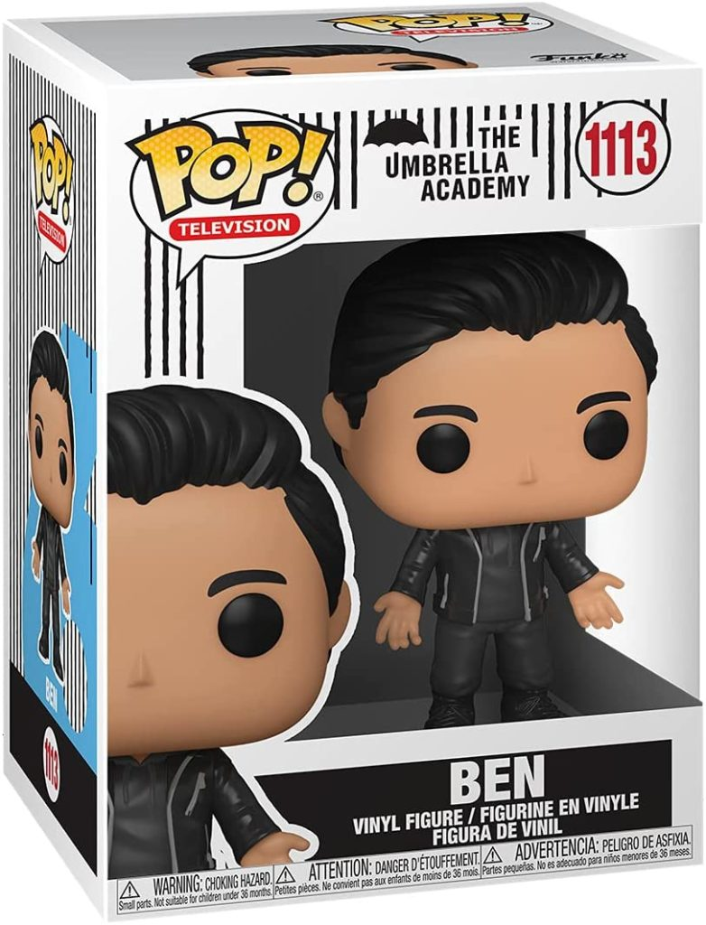 Funko Pop Vinyl-Figur von Ben aus The Umbrella Academy in einer Schachtel.