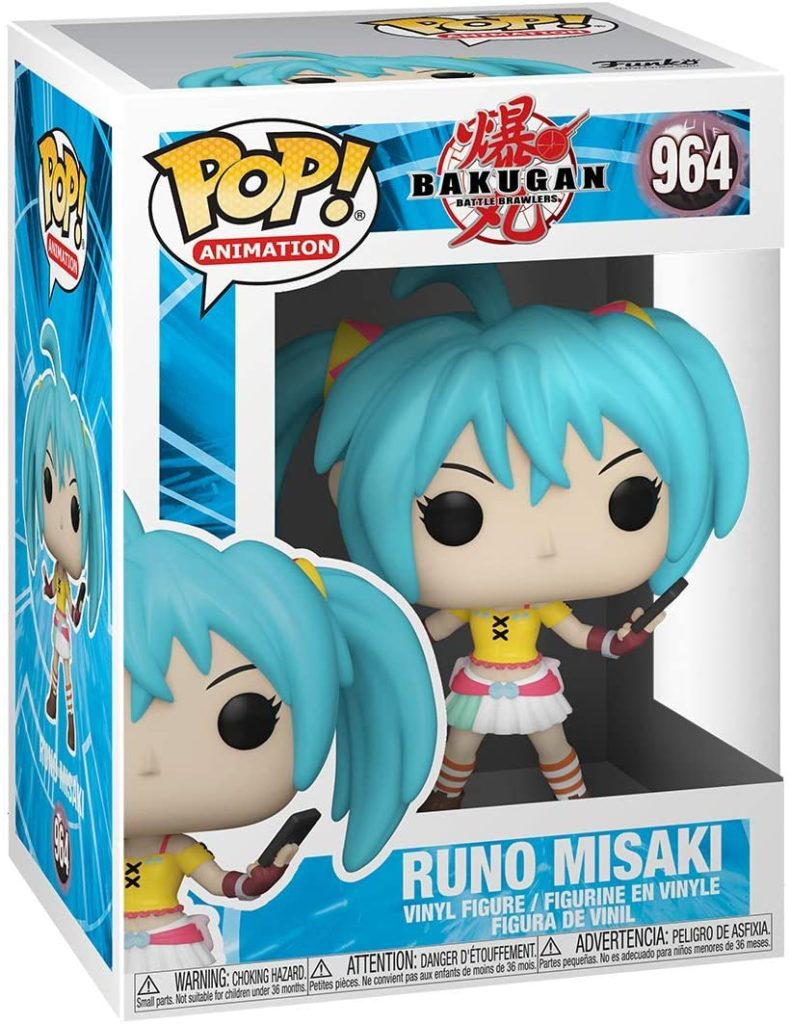 Funko Pop Figur von Runo Misaki aus Bakugan in einer bunten Verpackung.