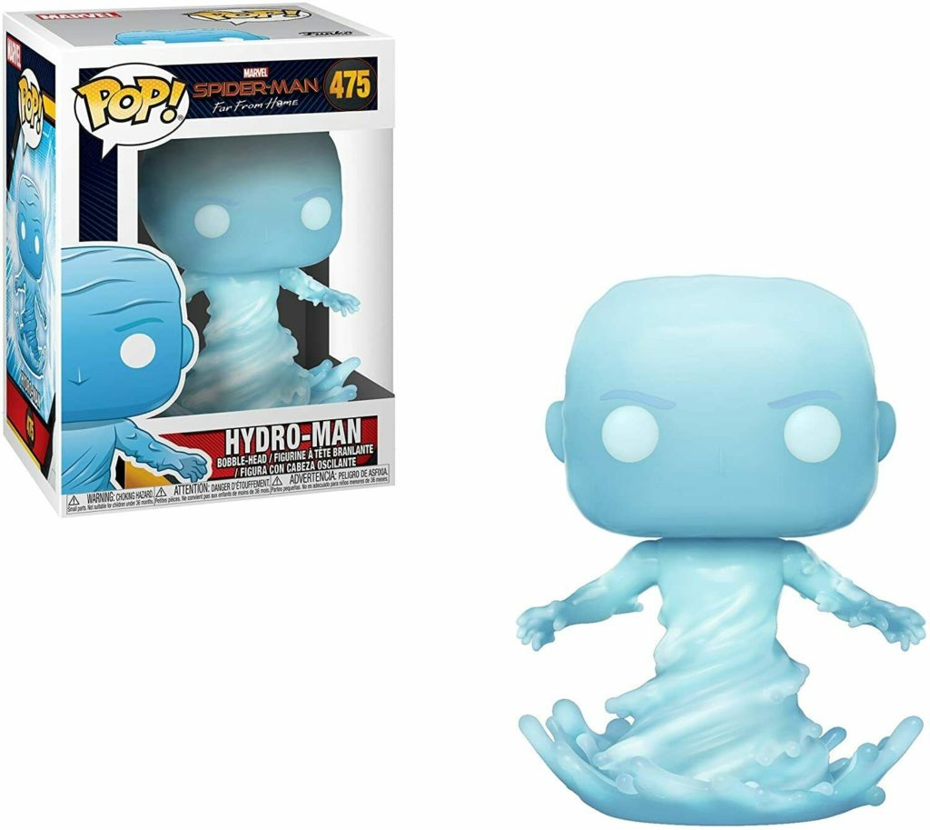 Figura Hydro-Man Funko Pop obok swojego pudełka na białym tle.