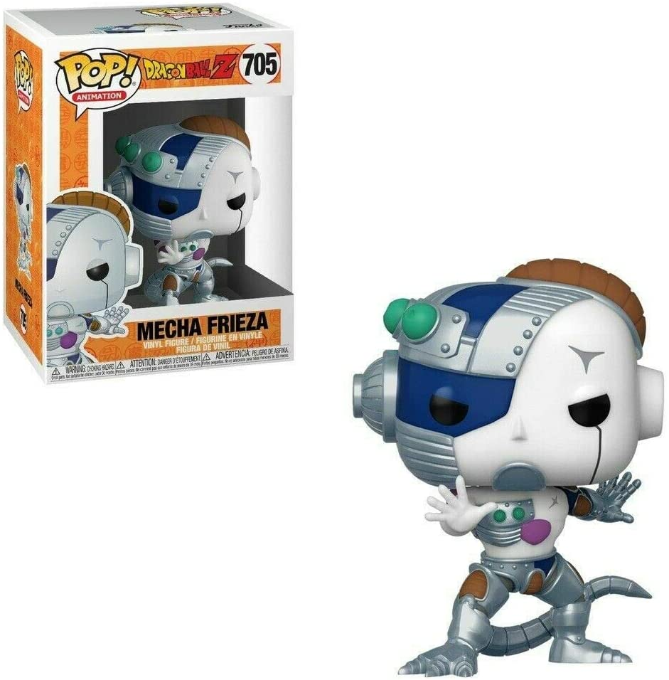 Figure in vinile Pop! Animation Mecha Frieza con scatola, argento, blu e bianco.