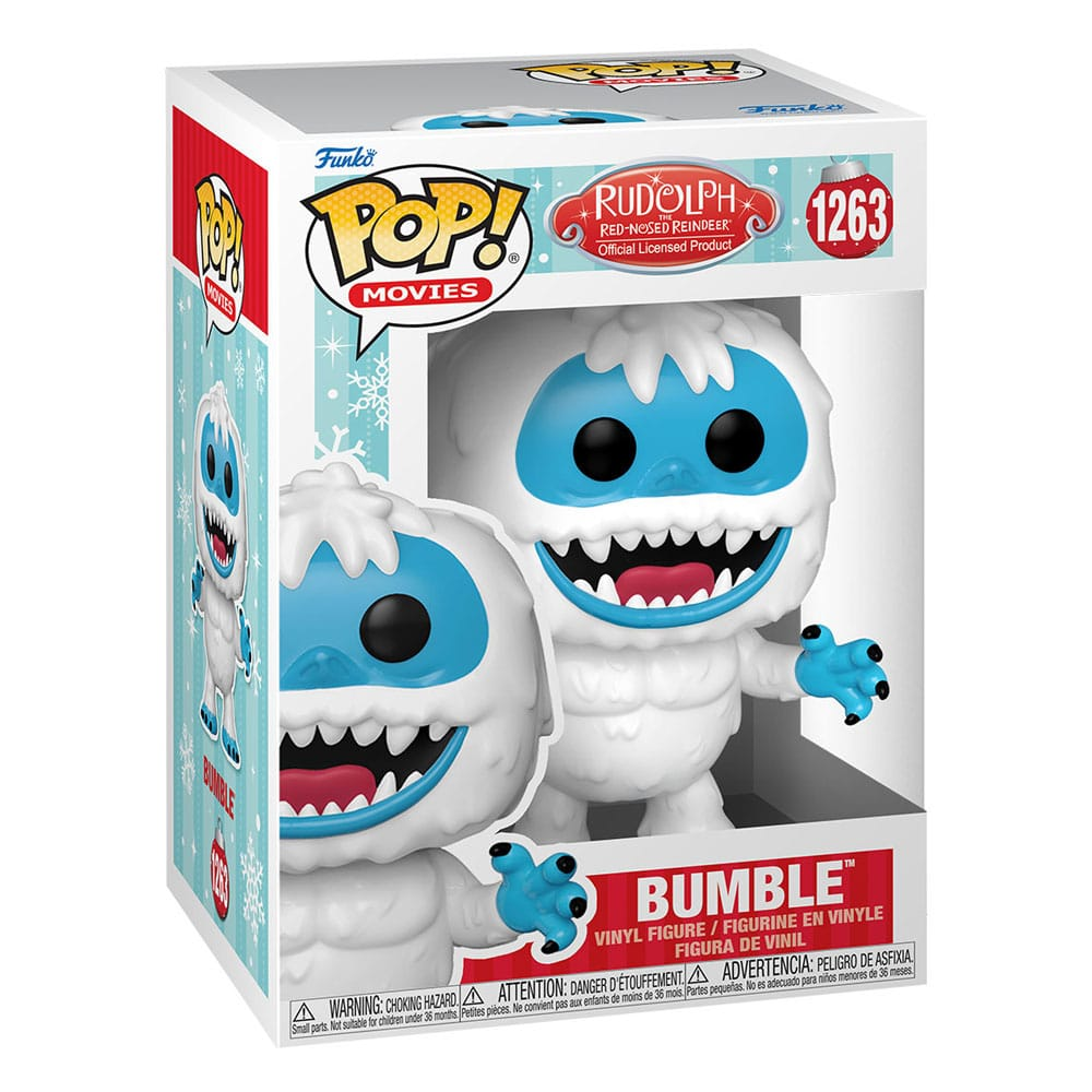 Funko Pop! Movies Bumble Vinyl-Figur aus Rudolph mit der roten Nase in ihrer Fensterbox.