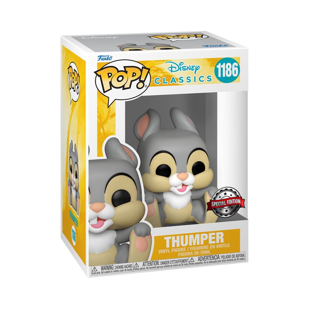 Figurka Funko Pop Thumper z Disney Classics w żółto-białym pudełku z naklejką edycji specjalnej.