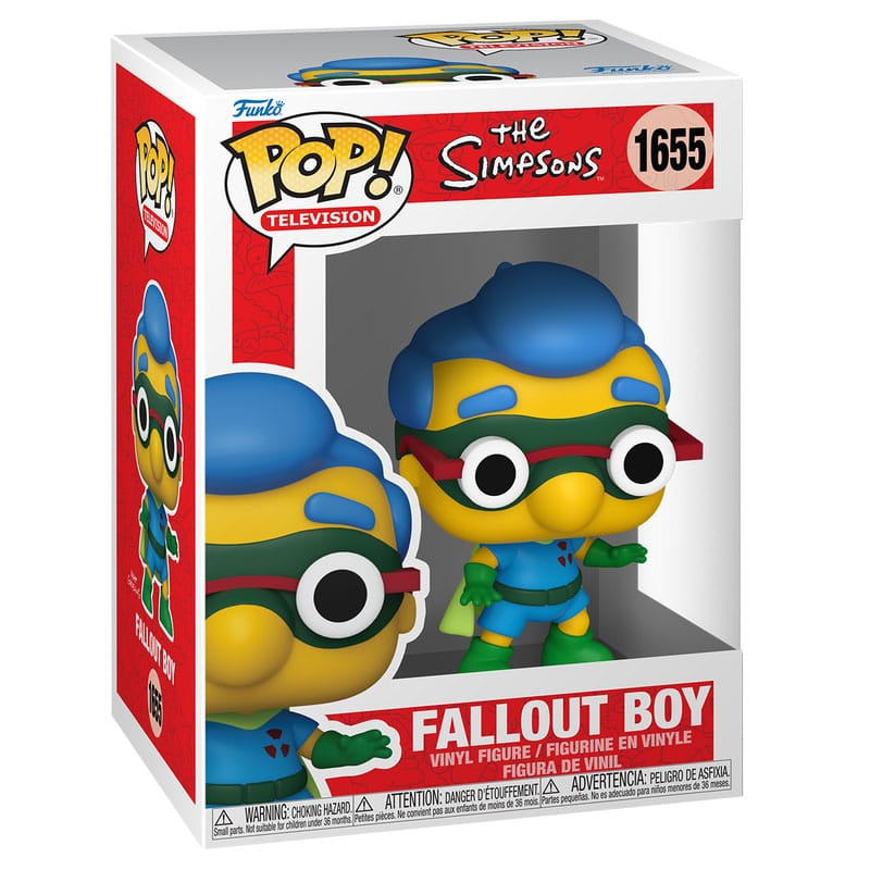 Fallout Boy Funko Pop Figur in roter und weißer Box mit Simpsons und Pop Television Branding.