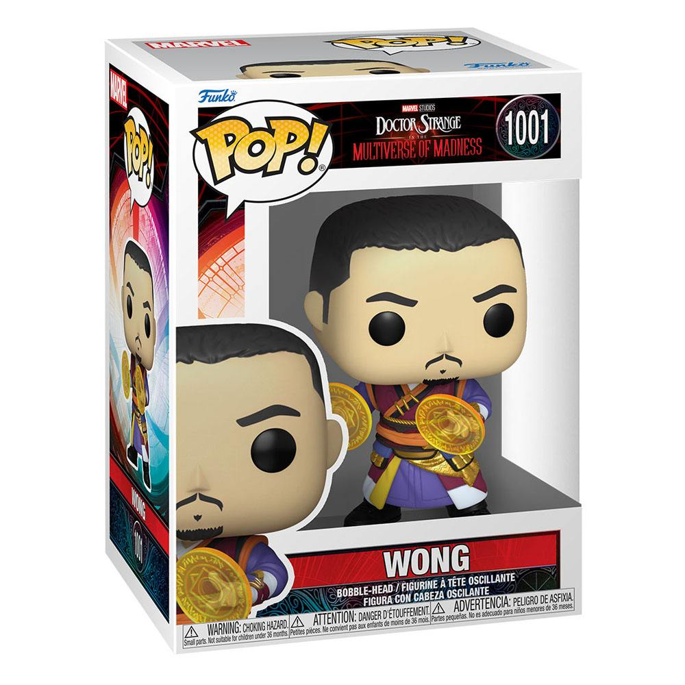 Figure in vinile Funko Pop di Wong da Doctor Strange nel Multiverso della Follia nella sua scatola.