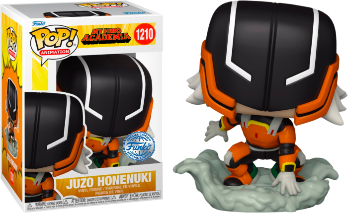 Figura Funko Pop de Juzo Honenuki de My Hero Academia, en caja y de pie sobre base gris.