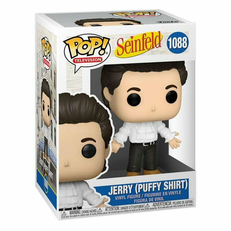 Eine Pop!-Vinylfigurenbox von Jerry aus Seinfeld im Plüschhemd, Nummer 1088.