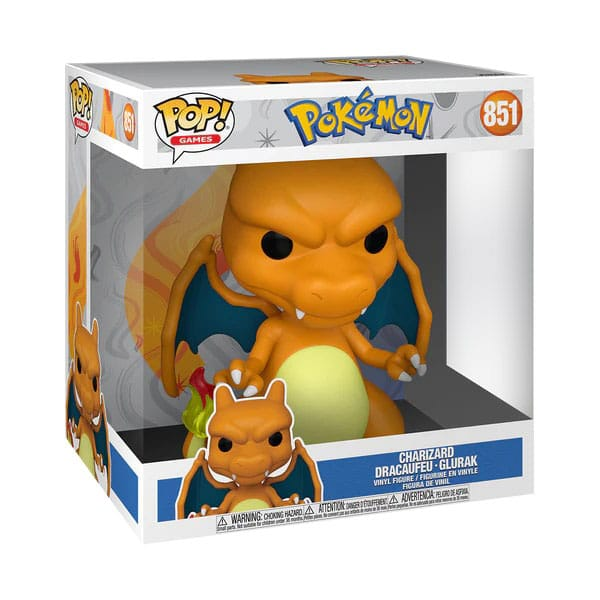 Eine Glurak Funko Pop Vinyl-Figur in ihrer Originalverpackung mit dem Pokémon-Logo.