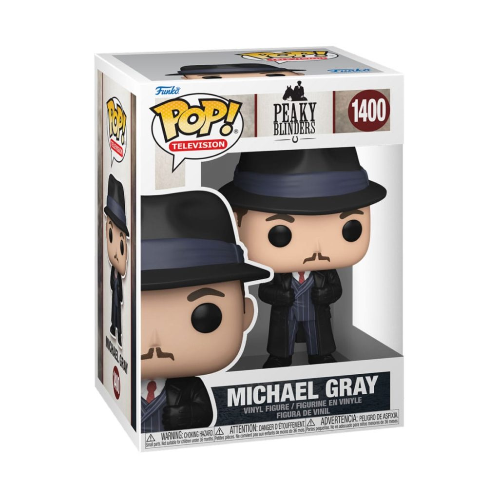 Eine Funko Pop Figur von Michael Gray aus Peaky Blinders in einer Sammlerbox.