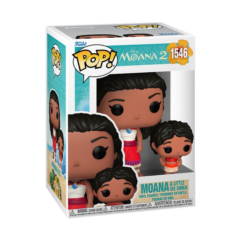 Pudełko Funko Pop Moana 2 z figurkami winylowymi Moany i małej siostry Simei.