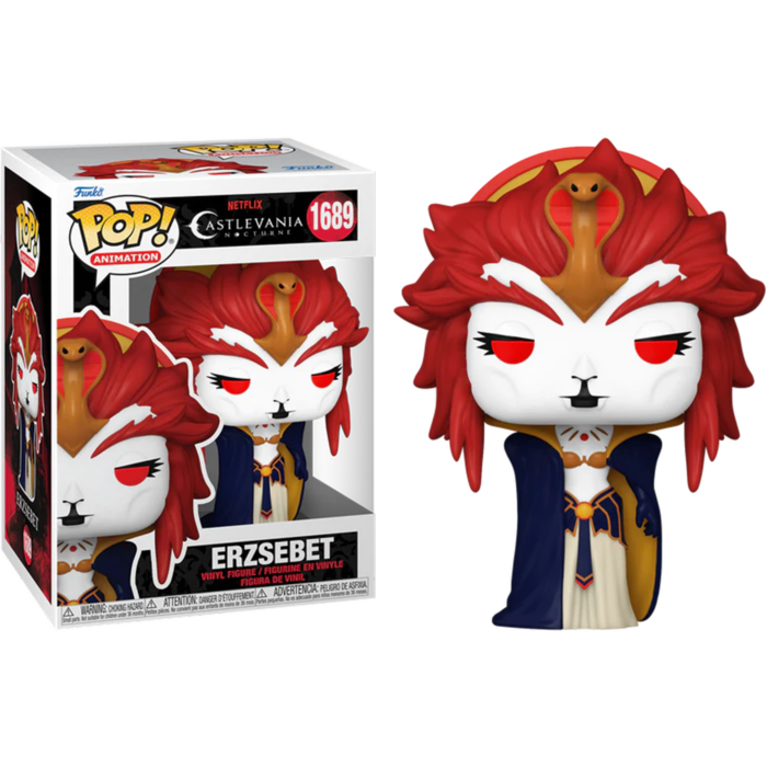 Figura Funko Pop de Erzsebet de Castlevania: Nocturne en su caja y de pie al lado.