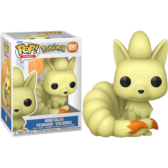 Eine gelbe Ninetales Pokémon Pop!-Sammelfigur mit Box.