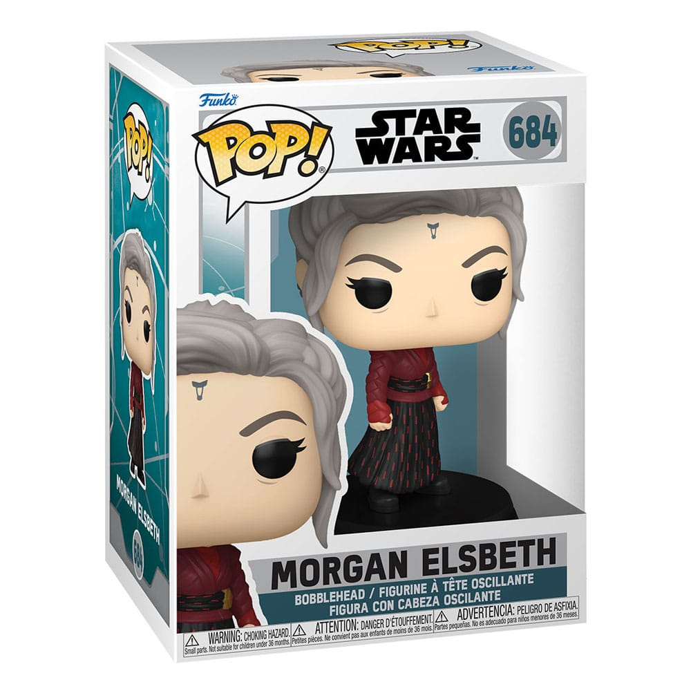 Figurka Funko Pop Star Wars numer 684 przedstawiająca Morgan Elsbeth w pudełku.