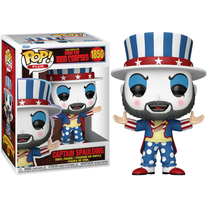 Figura de vinilo Pop! de Captain Spaulding con disfraz del Tío Sam y caja.