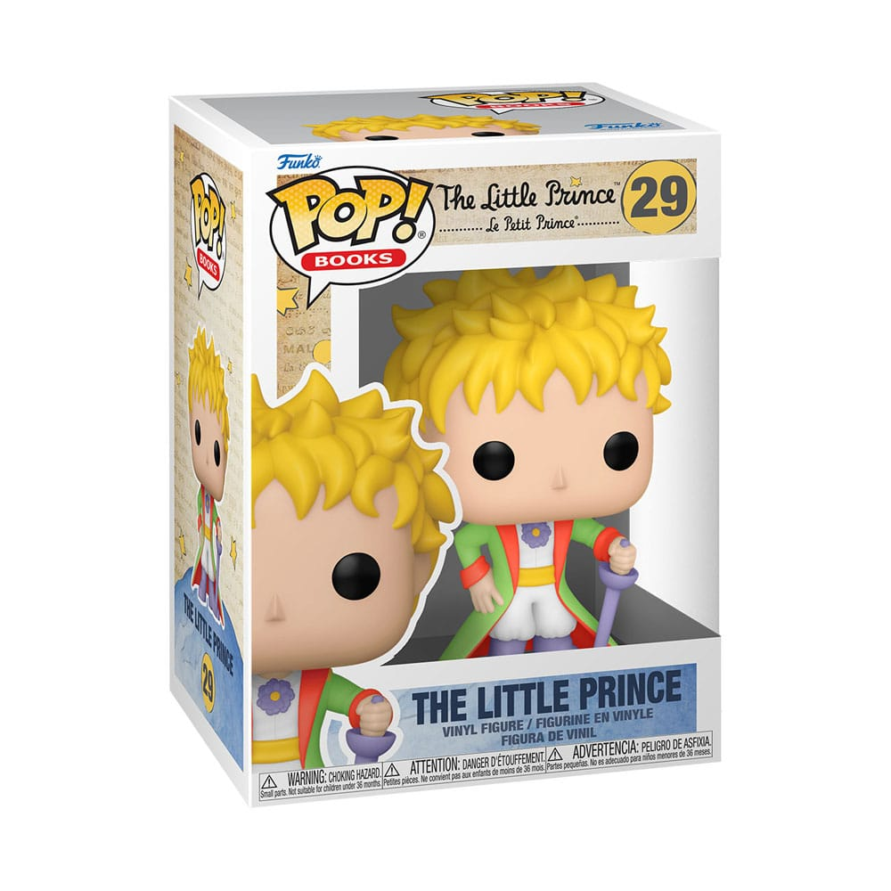 Funko Pop Vinylfigur des kleinen Prinzen in Schachtel mit gelben Haaren.