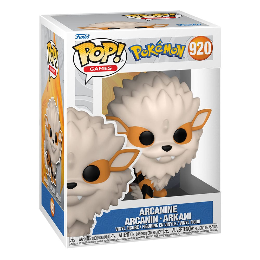 Funko Pop Arcanine Vinyl-Figur in ihrer Originalverpackung mit Pokemon-Branding.