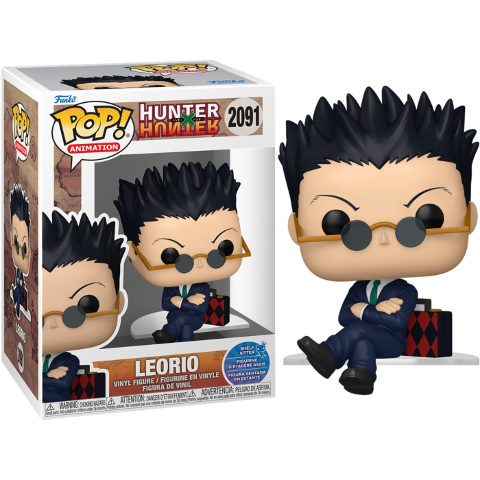 Leorio-Funko-Pop-Figur mit Brille und Anzug in Box.
