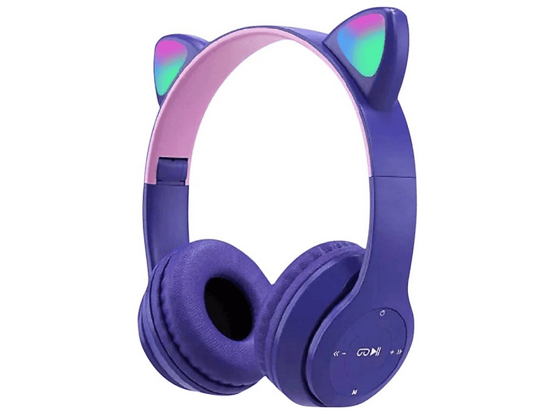 EVIMDEYOKYOK P47M Kedi True Wireless Bluetooth Kulak Üstü Kulaklık Mor