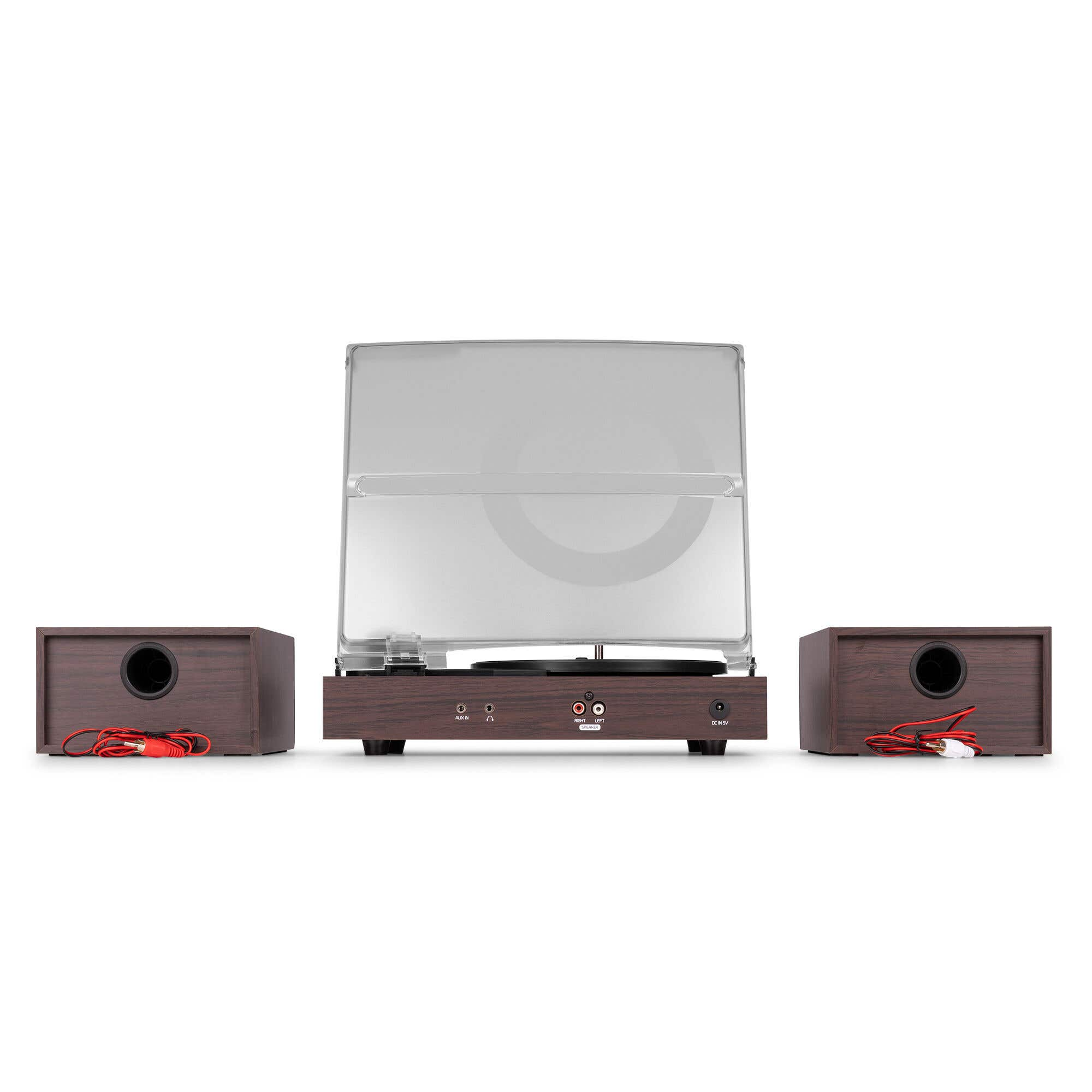 Tocadiscos  - Akron AUDIZIO, 1 x Mini-Jack, 1 x  Mini-jack, 1 x RCA, 33⅓ RPM, Brown