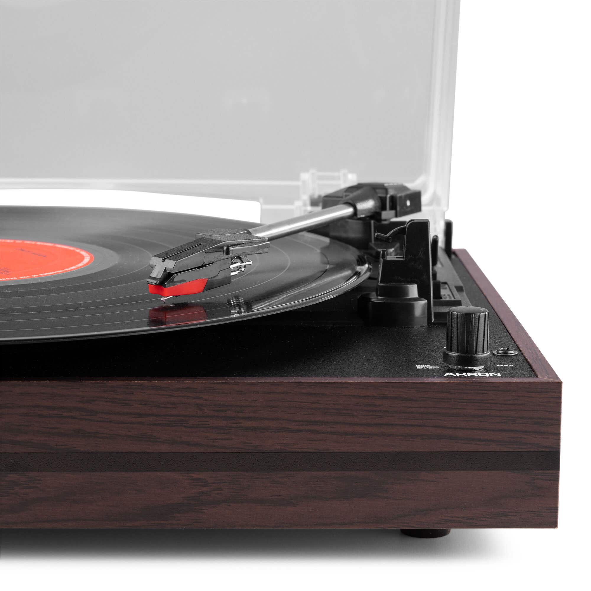 Tocadiscos  - Akron AUDIZIO, 1 x Mini-Jack, 1 x  Mini-jack, 1 x RCA, 33⅓ RPM, Brown